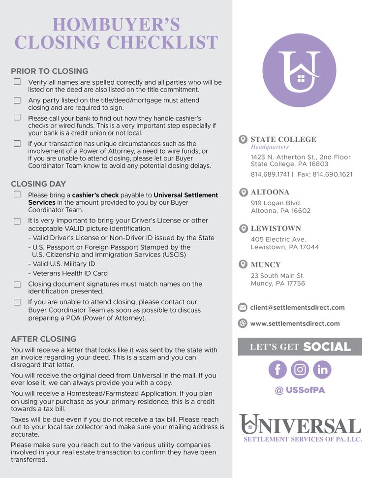 Homebuyer s closing checklist